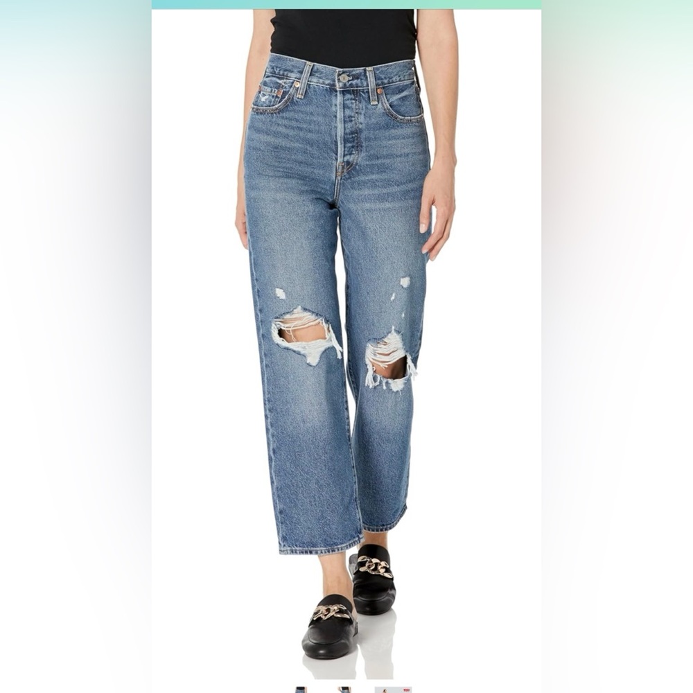 Levi’s Ribcage Jeans Women’s Size 27 Straight Ankle Distressed High Waist Boho